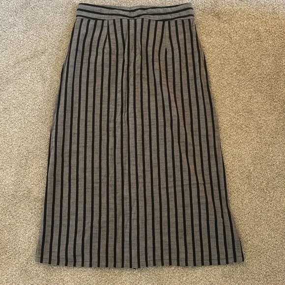 Ace & Jig Gray and Black Striped A-Line Button-Front Skirt - Picture 7 of 7